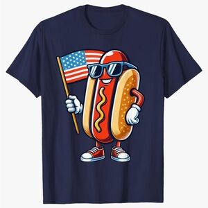4th of July 🇺🇸 Hotdog Graphic Shirt, NWT Navy Blue Adult 3XL